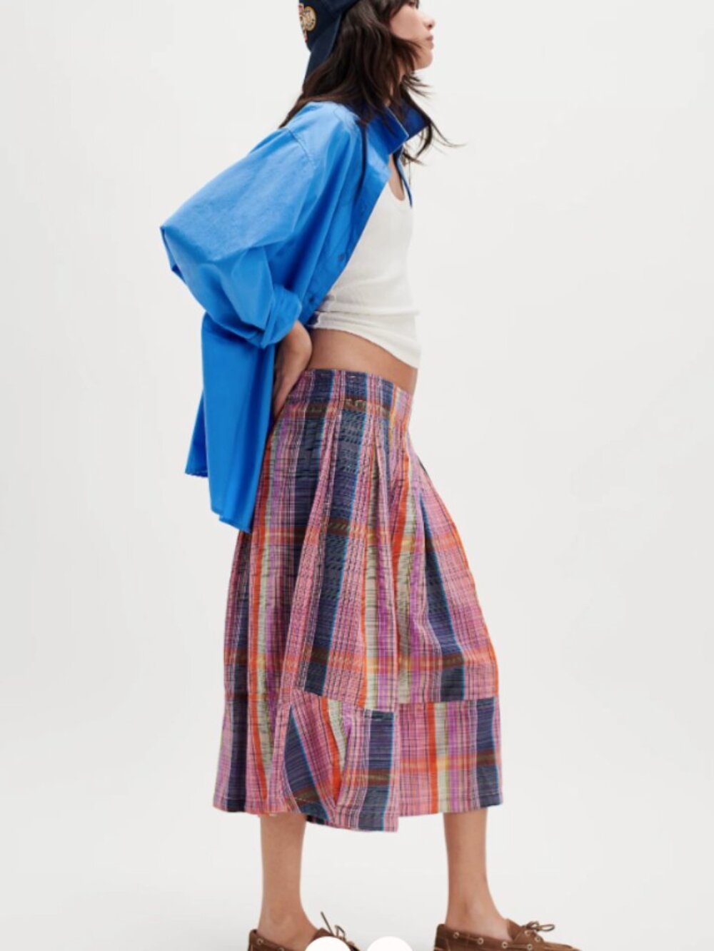 Free People Ivy Pull-On Culotte Pants 100% Cotton Color: Pink Combo Size: Large - Picture 9 of 11